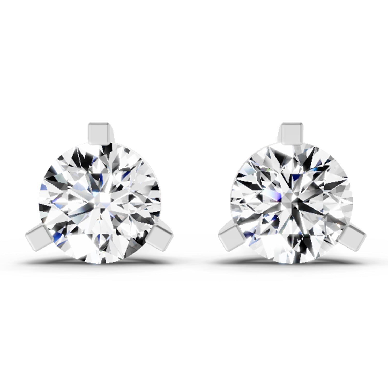 2.28 Ct Round Shape 3 Prong Solitaire Diamond Stud Earrings | 14K Rose Gold