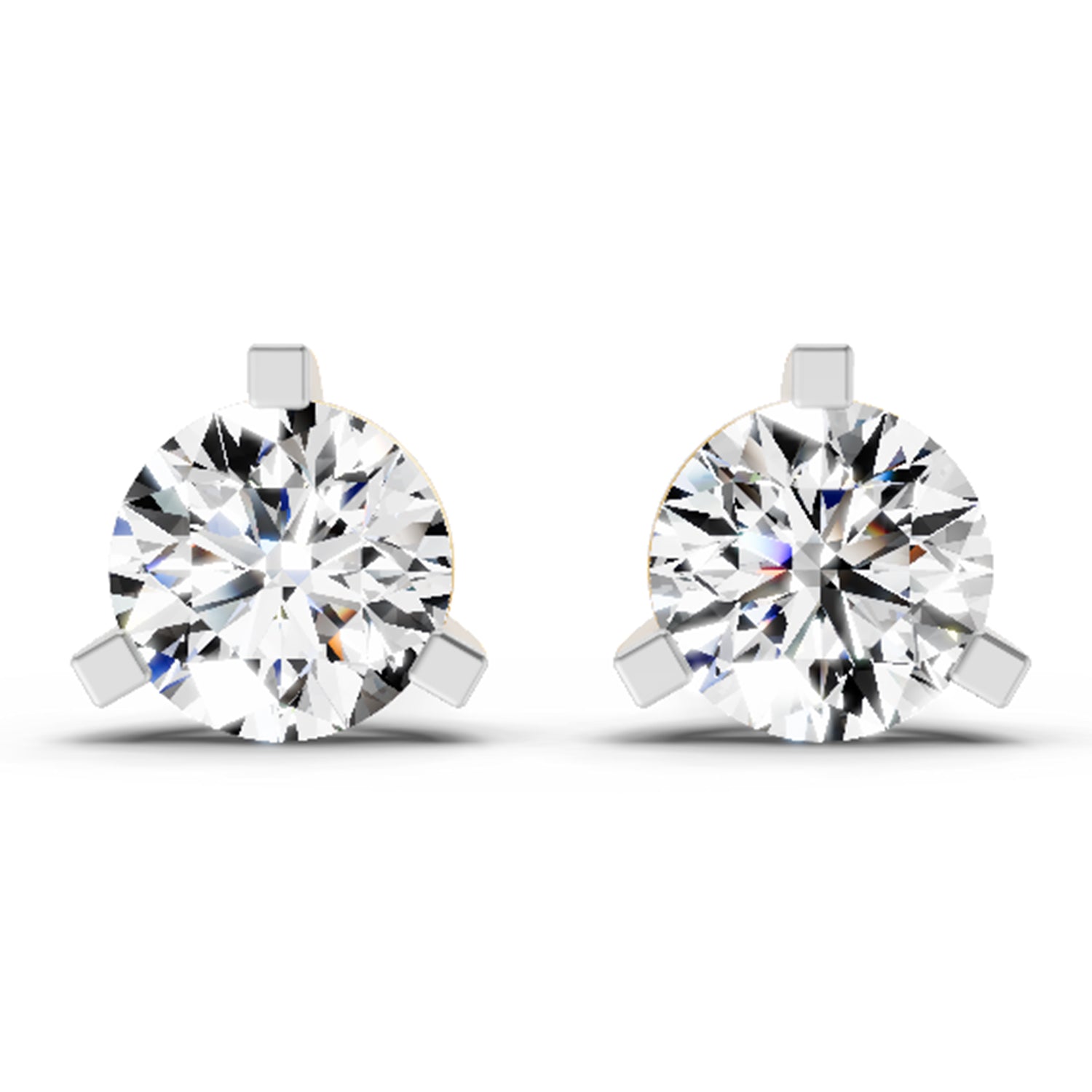 2.28 Ct Round Shape 3 Prong Solitaire Diamond Stud Earrings | 14K Rose Gold