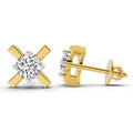0.51 Ct Round Solitaire Stud Earrings | 14K Yellow Gold