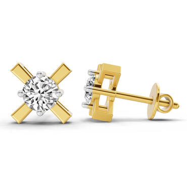 0.51 Ct Round Solitaire Stud Earrings | 14K Yellow Gold