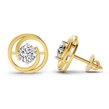 0.64 Ct Round Stud Earrings | 14K Yellow Gold