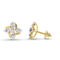 0.69 Ct Round Flower Stud Earrings | 14K Yellow Gold