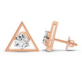 0.67 Ct  Round Shape Diamond Solitaire Stud Earrings | 14K Rose Gold