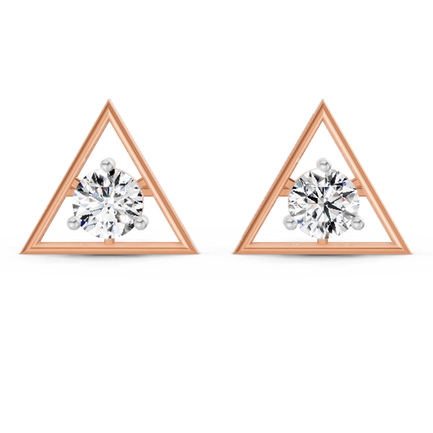0.67 Ct  Round Shape Diamond Solitaire Stud Earrings | 14K Rose Gold