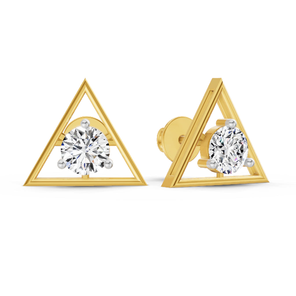 0.67 Ct  Round Shape Diamond Solitaire Stud Earrings | 14K Rose Gold