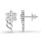 0.97 Ct  Round Shape Diamond Floral Stud Earrings | 14K Rose Gold
