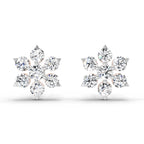0.98 Ct  Round Shape Diamond Floral Cluster Stud Earrings | 14K Rose Gold
