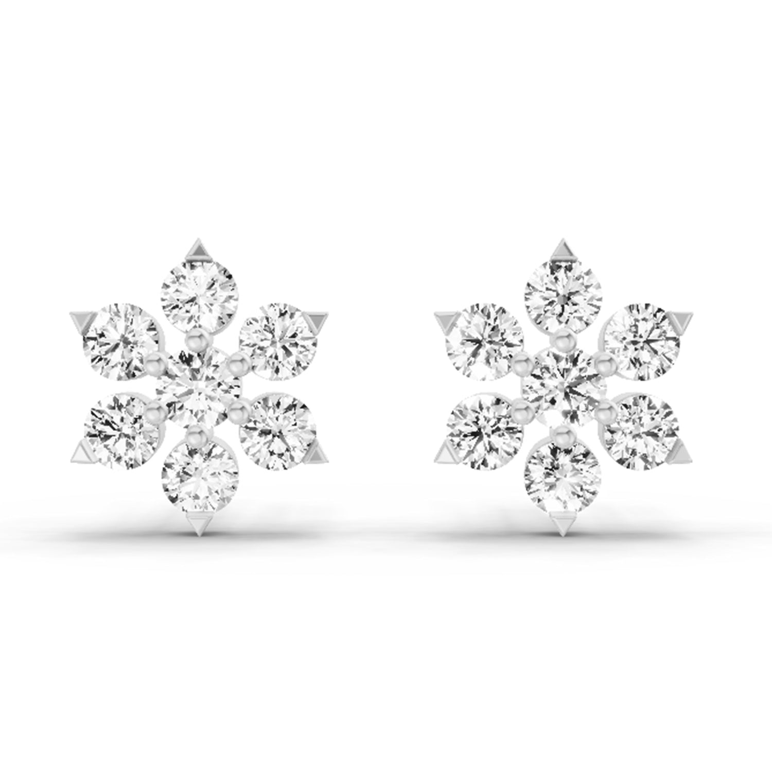 0.98 Ct  Round Shape Diamond Floral Cluster Stud Earrings | 14K Rose Gold