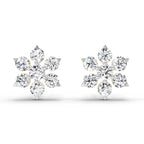 0.98 Ct  Round Shape Diamond Floral Cluster Stud Earrings | 14K Rose Gold