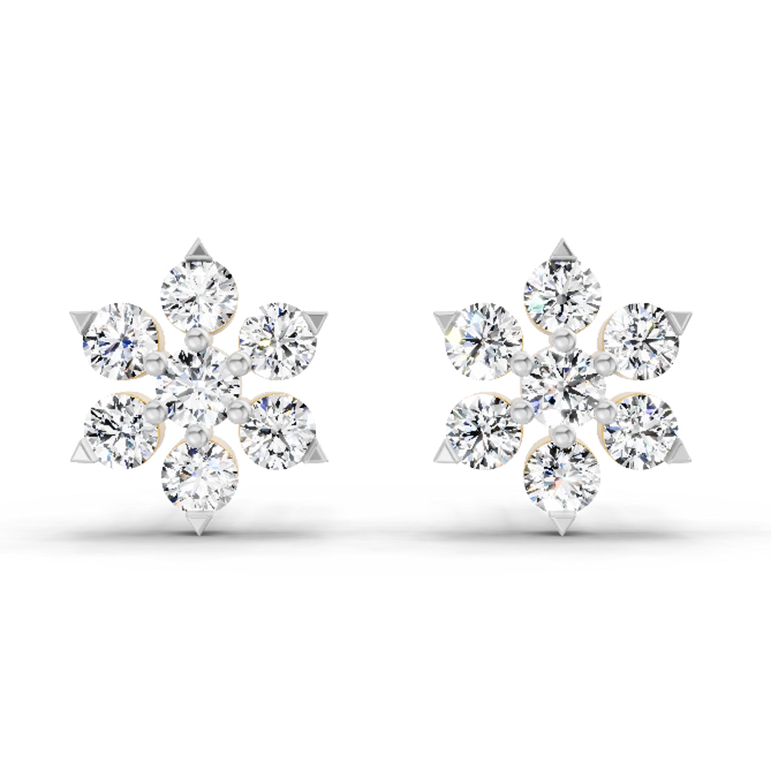 0.98 Ct  Round Shape Diamond Floral Cluster Stud Earrings | 14K Rose Gold