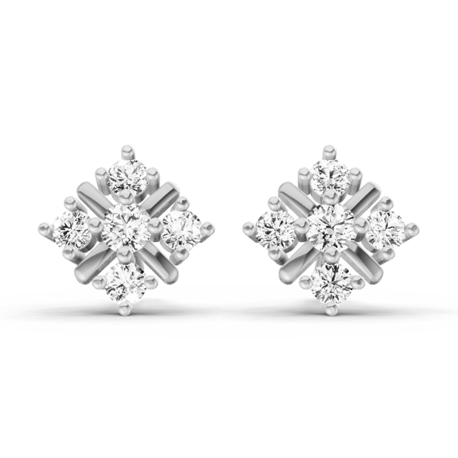 0.98 Ct  Round Shape Diamond Stud Earrings | 14K Rose Gold