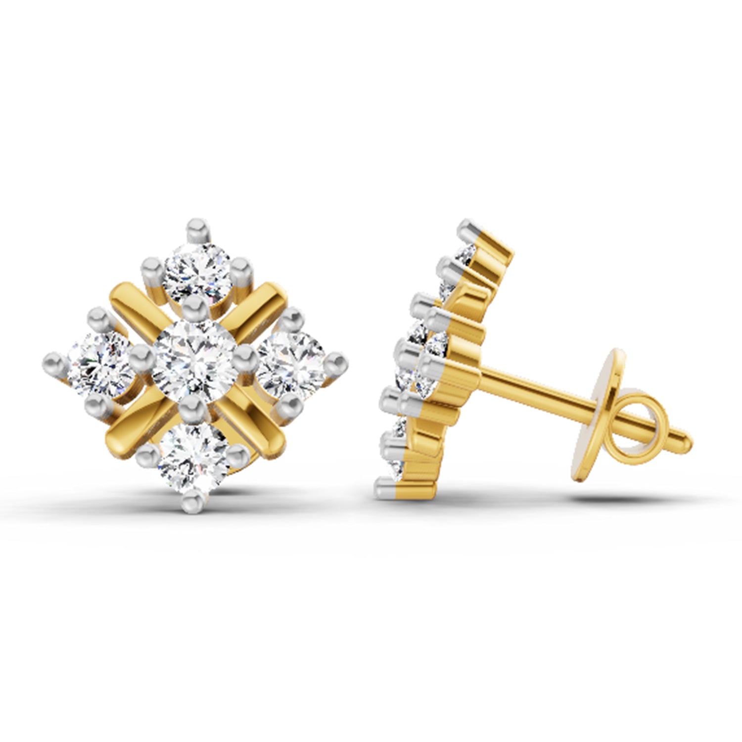 0.98 Ct  Round Shape Diamond Stud Earrings | 14K Rose Gold