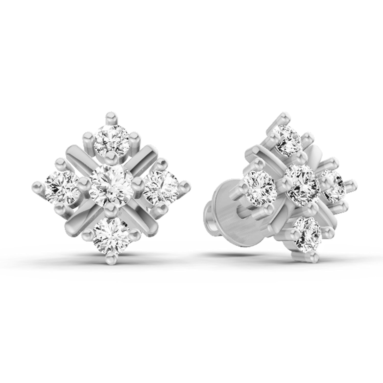 0.98 Ct  Round Shape Diamond Stud Earrings | 14K Rose Gold