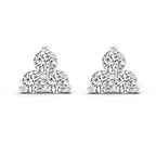 1 Ct  Round Shape Diamond 3 Stone Stud Earrings | 14K Rose Gold
