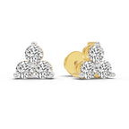 1 Ct  Round Shape Diamond 3 Stone Stud Earrings | 14K Rose Gold