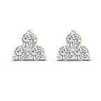 1 Ct  Round Shape Diamond 3 Stone Stud Earrings | 14K Rose Gold