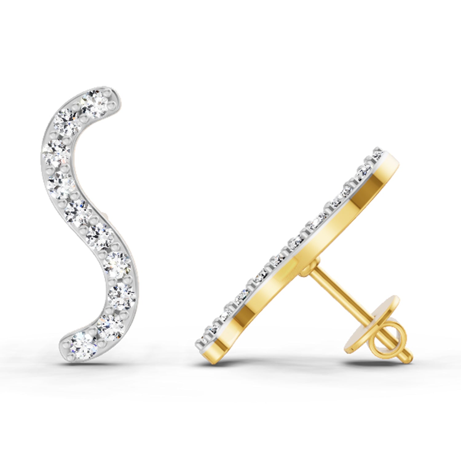 0.70 Ct Round S Shape Earrings | 14K Yellow Gold