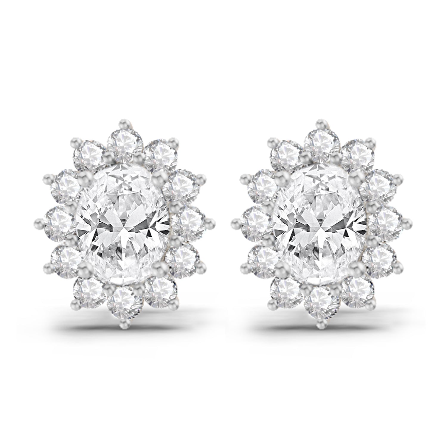 1.25 Ct  Oval Shape Halo Diamond Stud Earrings | 14K Rose Gold