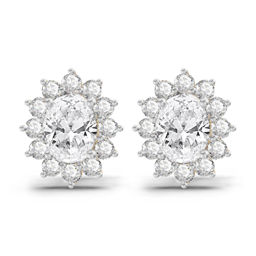 1.25 Ct  Oval Shape Halo Diamond Stud Earrings | 14K Rose Gold