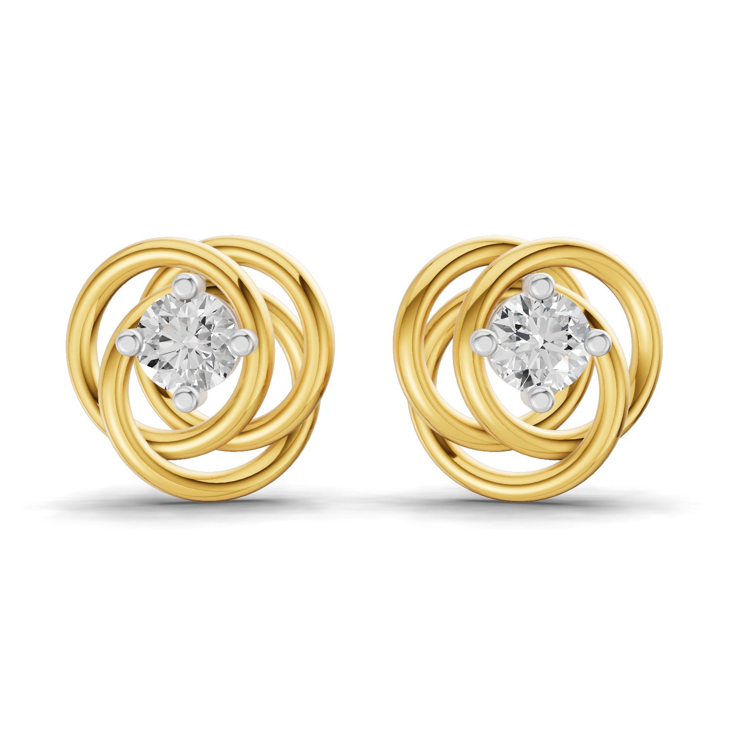 0.27 Carat Round Shape | 925 Sterling Silver Gold Plated Eternal Knot Diamond Stud Earrings