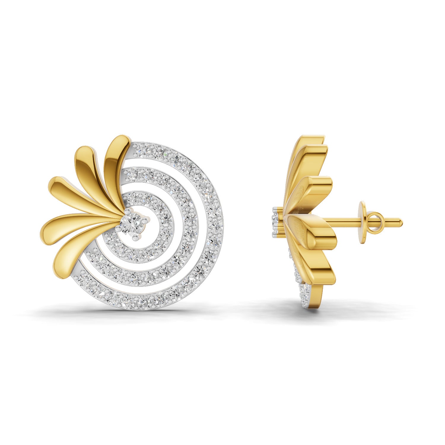 1.16 Carat Round Shape | 925 Sterling Silver Yellow Gold Plated Halo Earrings
