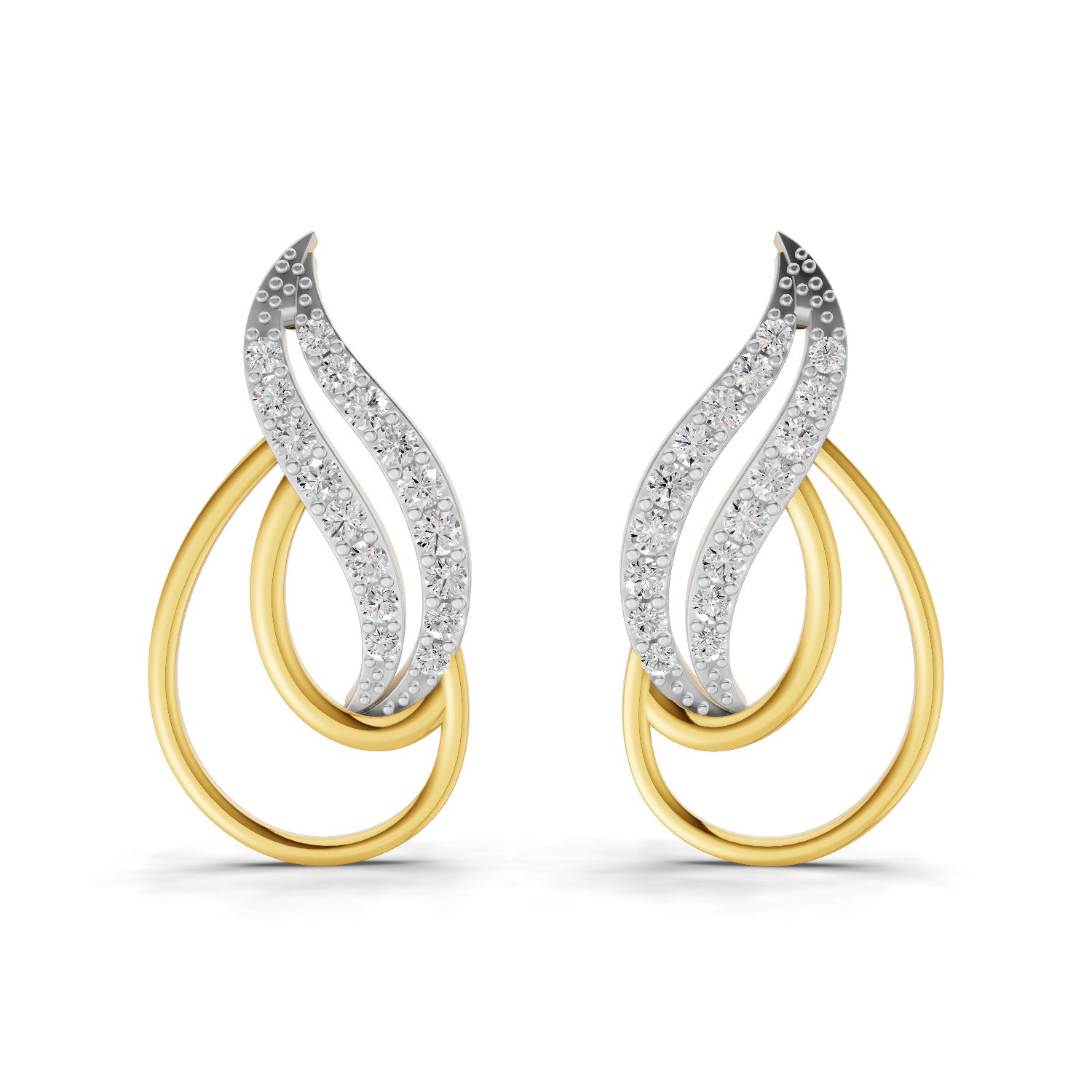 0.46 Carat Round Shape | 925 Sterling Silver Yellow Gold Plated Fashion Earrings