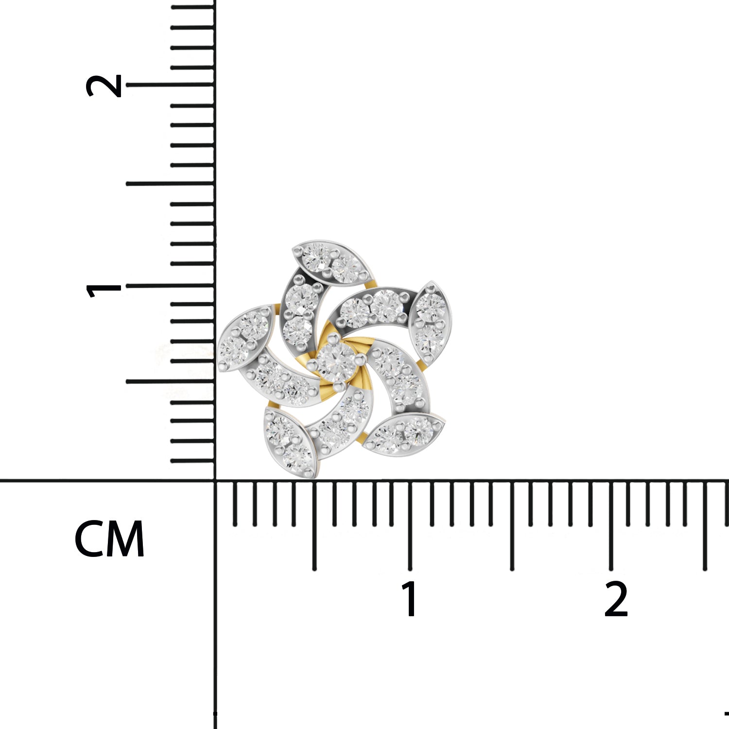 0.67 Carat Round Shape | 925 Sterling Silver Yellow Gold Plated Floral Earrings