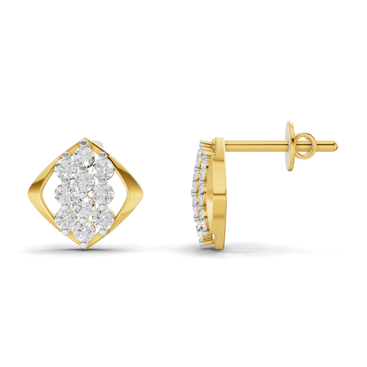 0.42 Carat | 925 Sterling Silver Yellow Gold Plated Cluster Earrings