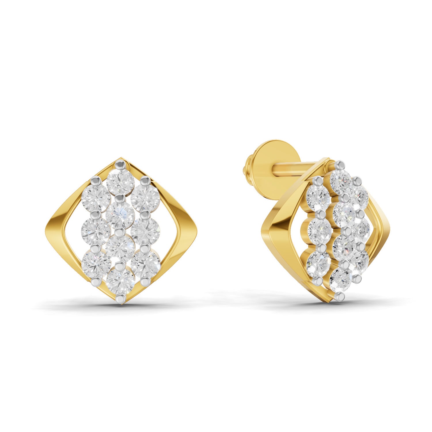 0.42 Carat | 925 Sterling Silver Yellow Gold Plated Cluster Earrings