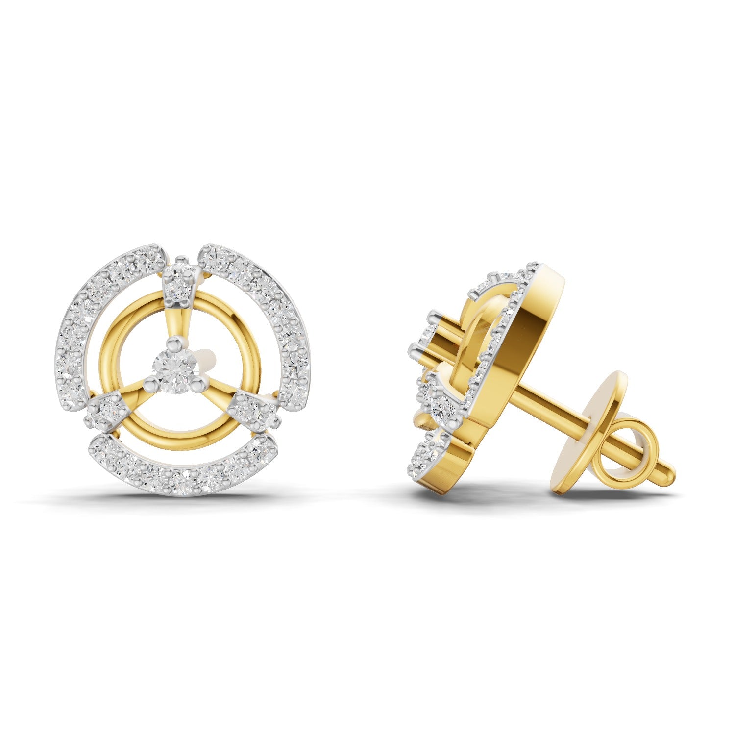 0.26 Carat | 925 Sterling Silver Yellow Gold Plated Fashion Stud Earrings