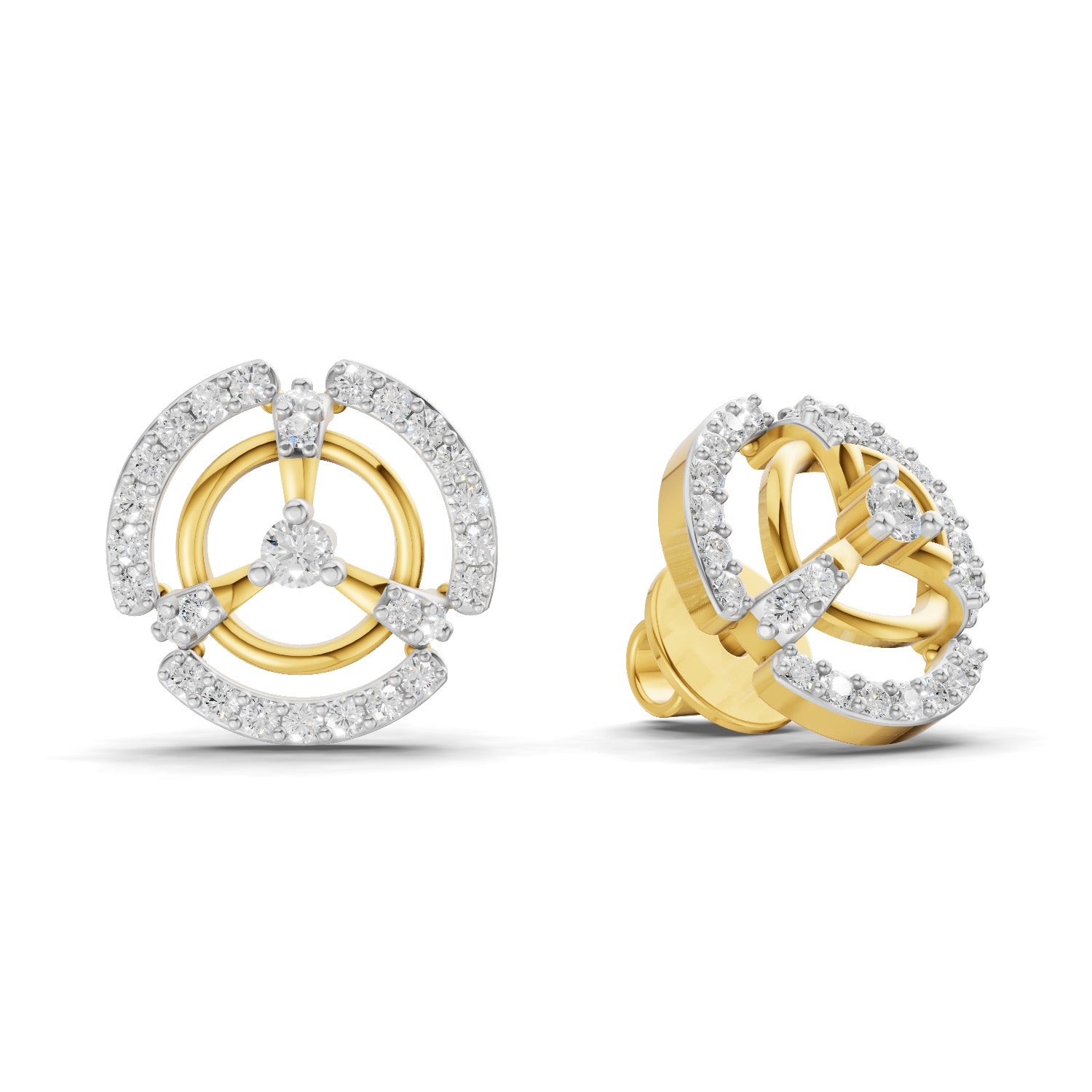 0.26 Carat | 925 Sterling Silver Yellow Gold Plated Fashion Stud Earrings