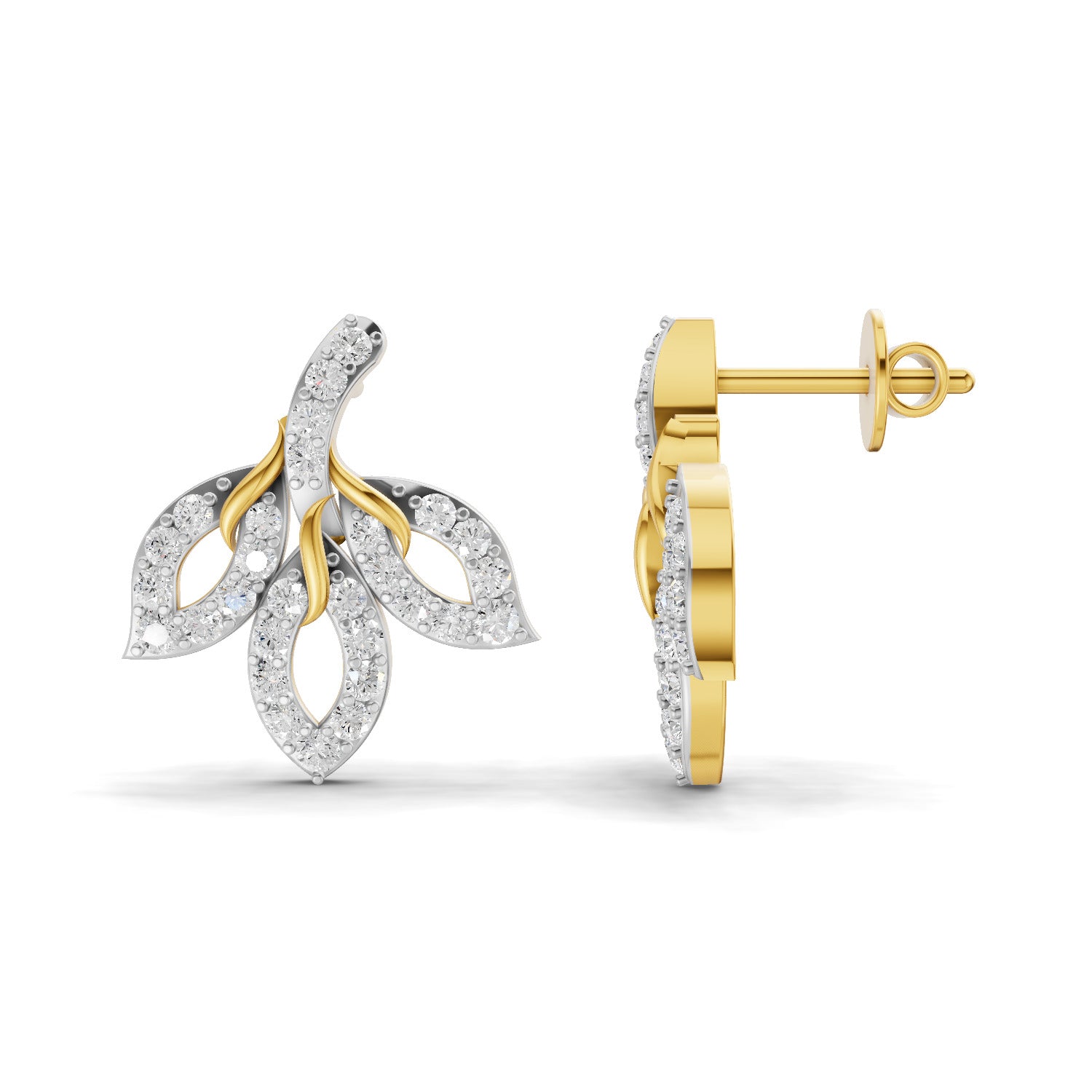 0.83 Carat | 925 Sterling Silver Yellow Gold Plated Floral Earrings