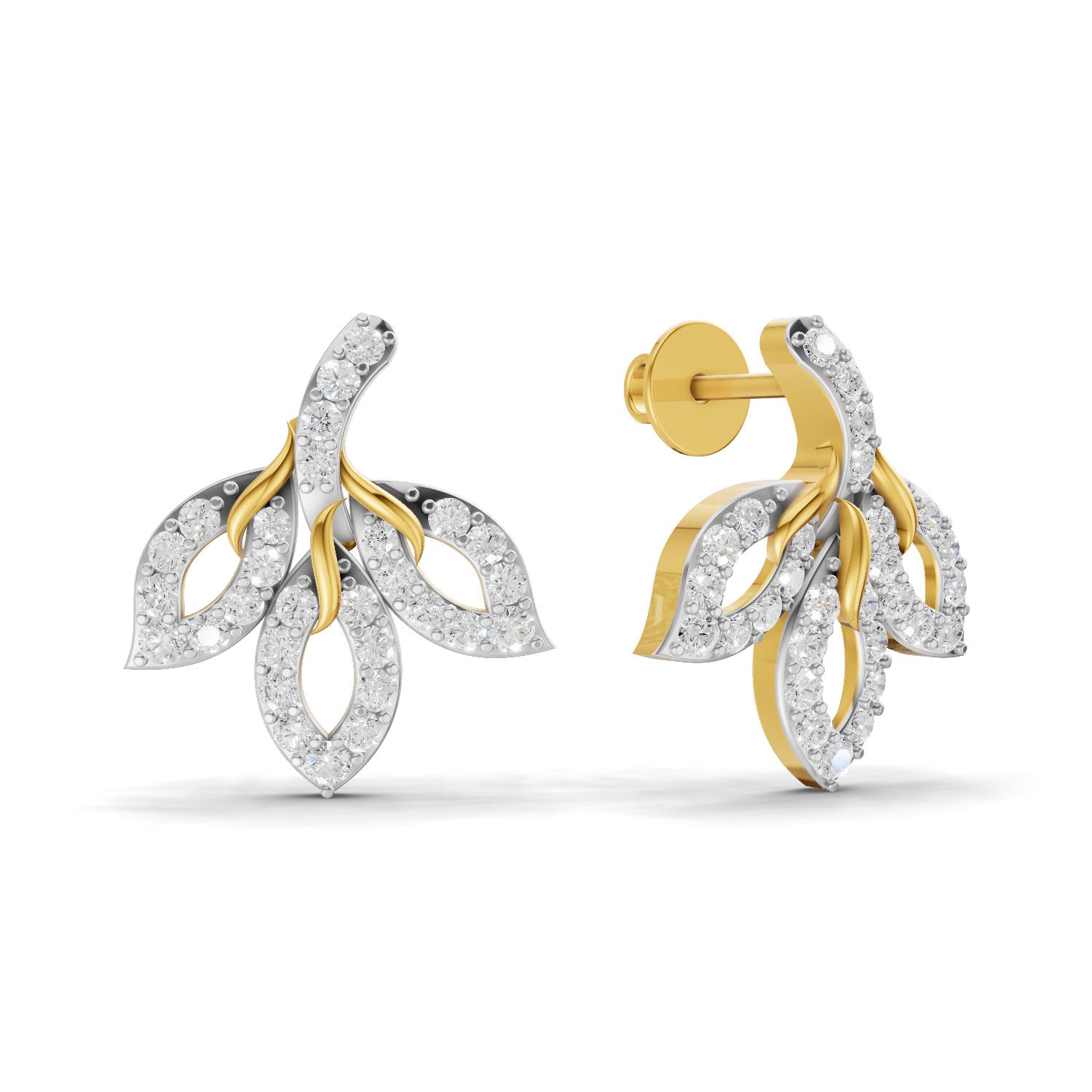 0.83 Carat | 925 Sterling Silver Yellow Gold Plated Floral Earrings