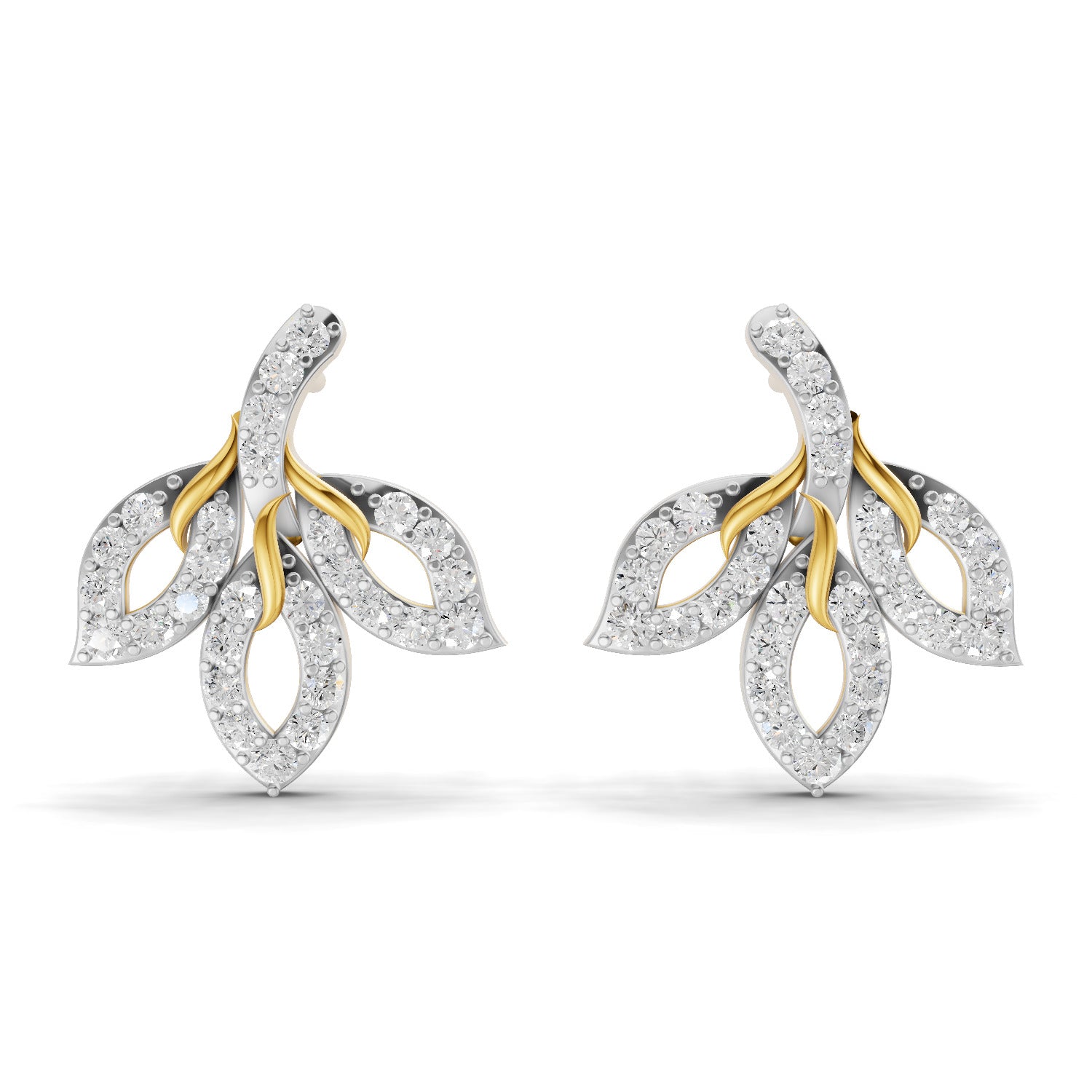 0.83 Carat | 925 Sterling Silver Yellow Gold Plated Floral Earrings