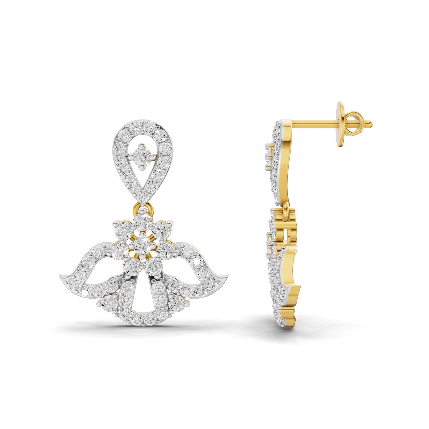 1.72 Carat | 925 Sterling Silver Yellow Gold Plated Fashion Dangle Earrings
