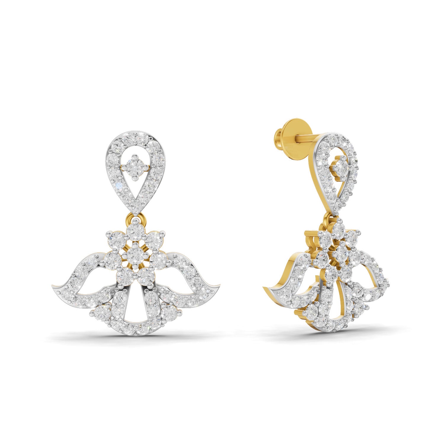 1.72 Carat | 925 Sterling Silver Yellow Gold Plated Fashion Dangle Earrings