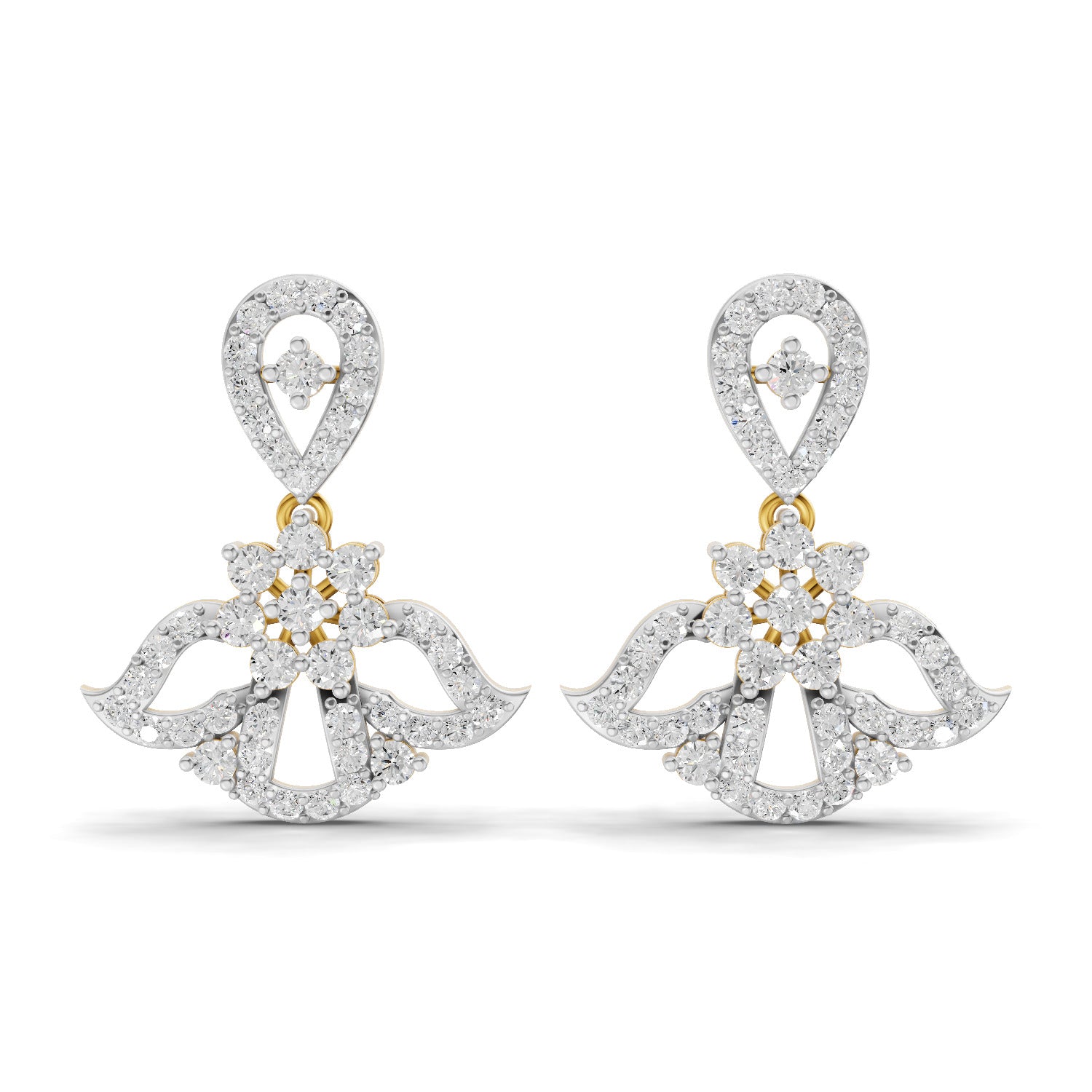 1.72 Carat | 925 Sterling Silver Yellow Gold Plated Fashion Dangle Earrings