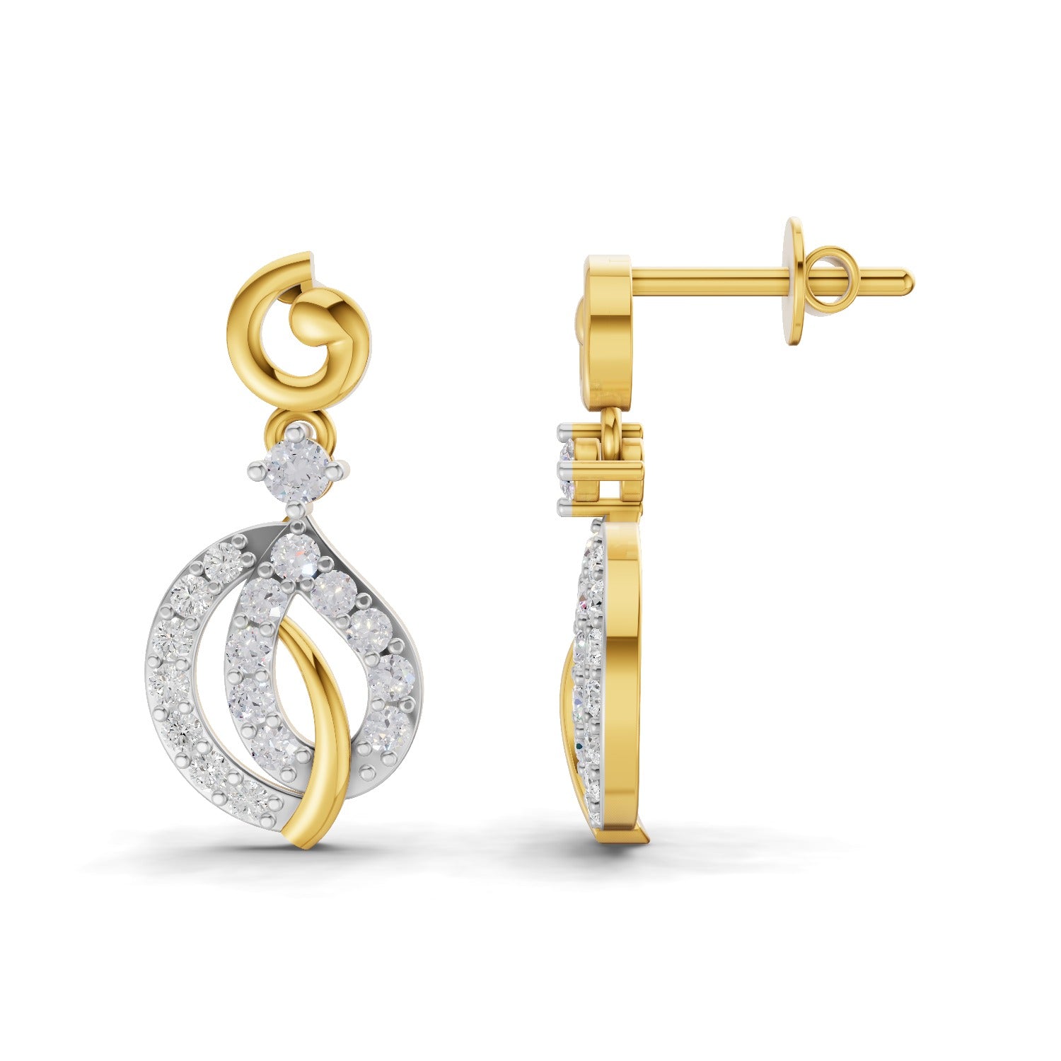 0.59 Carat | 925 Sterling Silver Yellow Gold Plated Fashion DangleEarrings