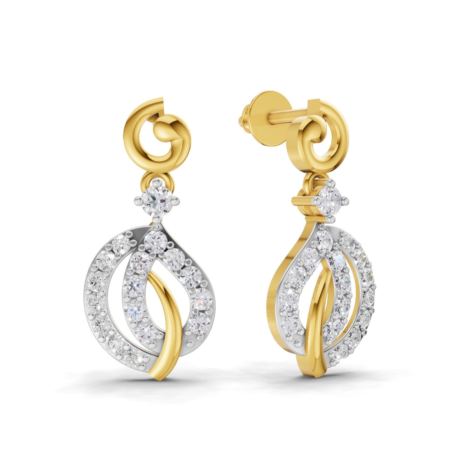 0.59 Carat | 925 Sterling Silver Yellow Gold Plated Fashion DangleEarrings