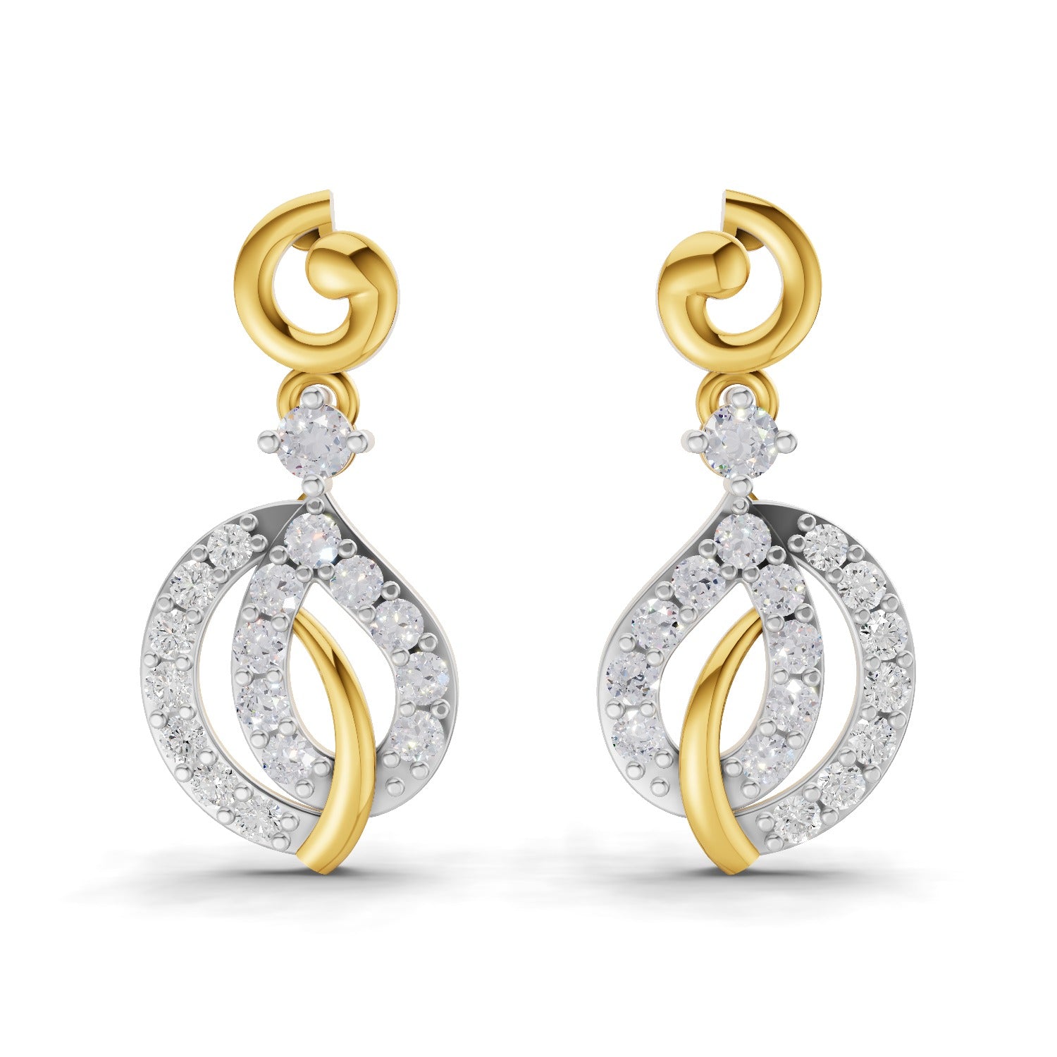 0.59 Carat | 925 Sterling Silver Yellow Gold Plated Fashion DangleEarrings