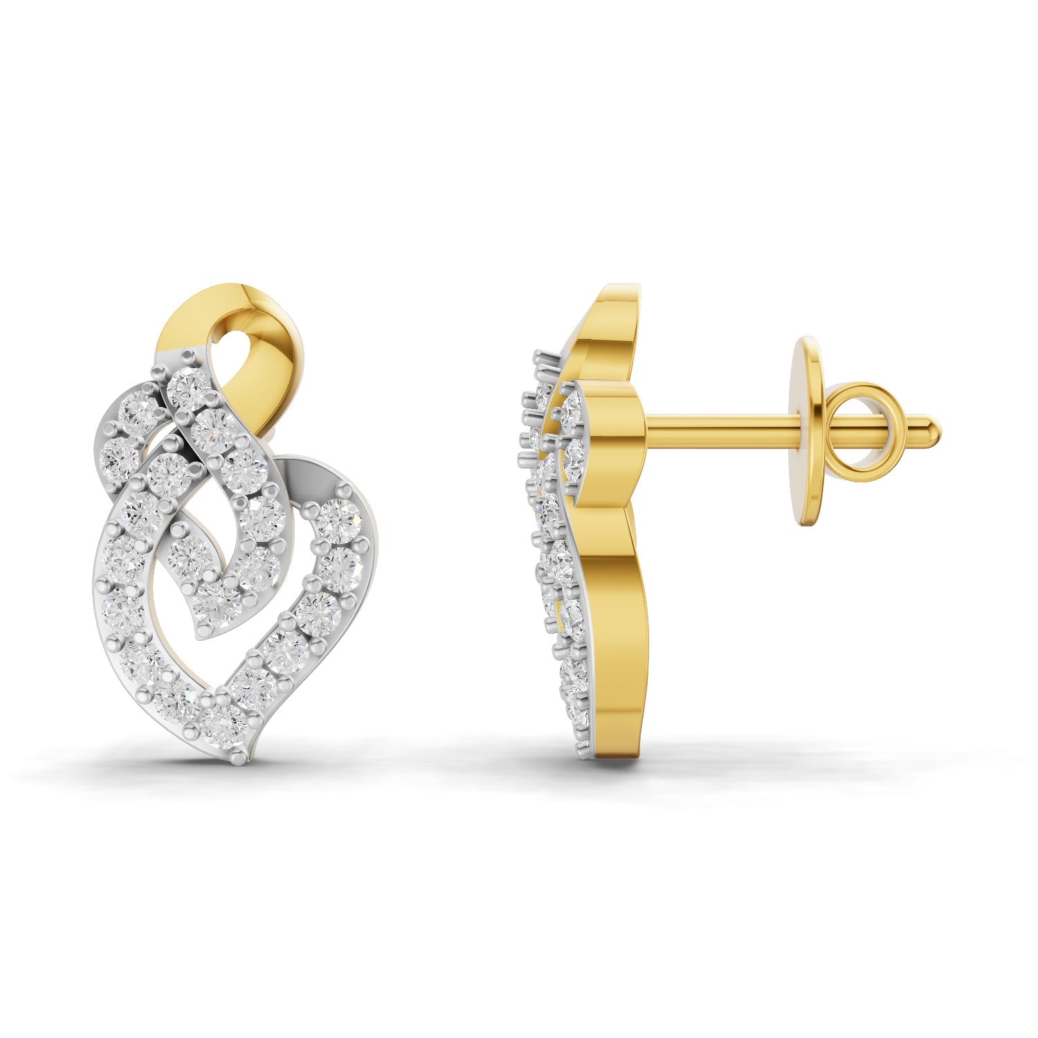 0.47 Carat | 925 Sterling Silver Yellow Gold Plated Fashion Stud Earrings