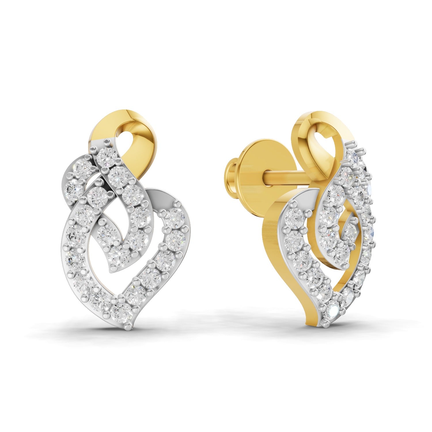 0.47 Carat | 925 Sterling Silver Yellow Gold Plated Fashion Stud Earrings
