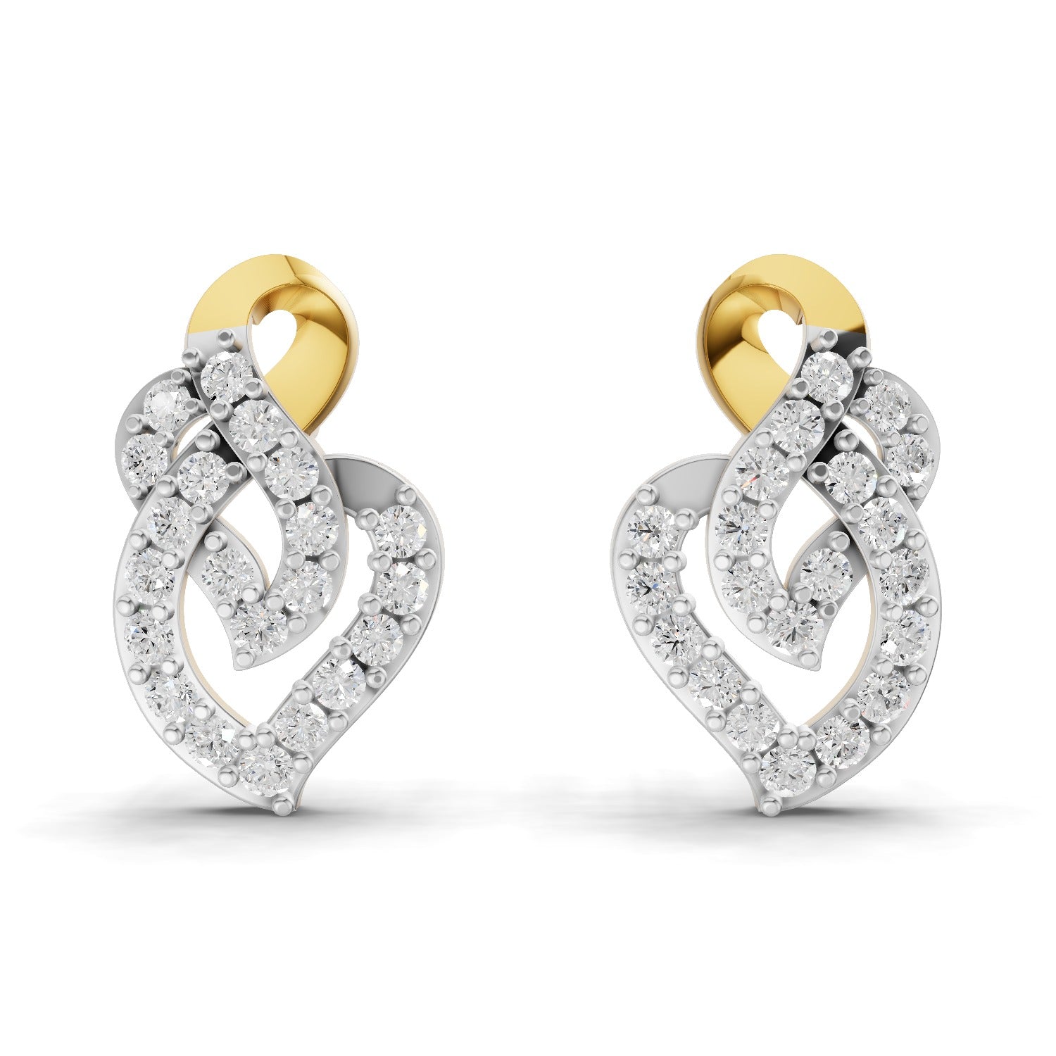 0.47 Carat | 925 Sterling Silver Yellow Gold Plated Fashion Stud Earrings