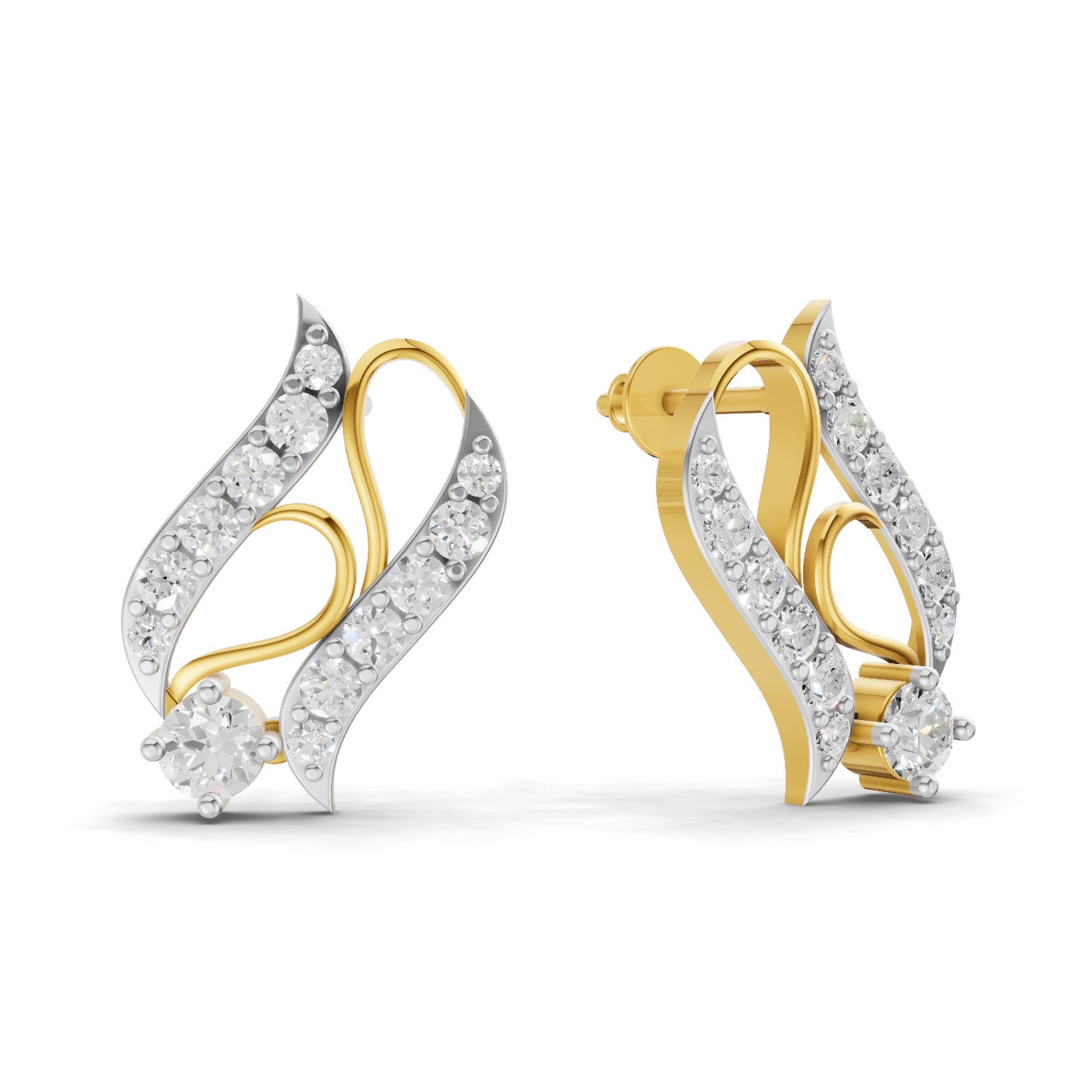 1.18 Carat | 925 Sterling Silver Yellow Gold Plated Fashion Stud Earrings