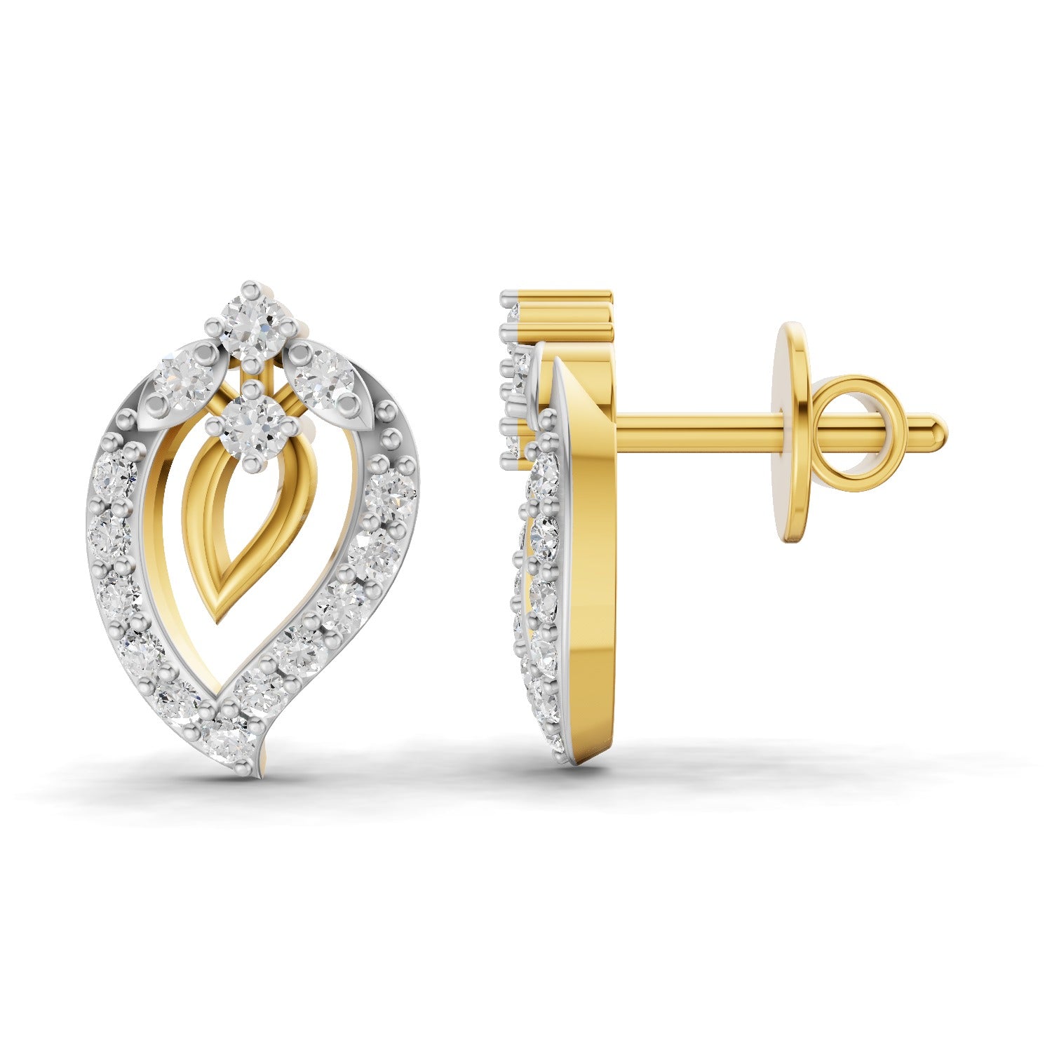 0.31 Carat | 925 Sterling Silver Yellow Gold Plated Fashion Stud Earrings