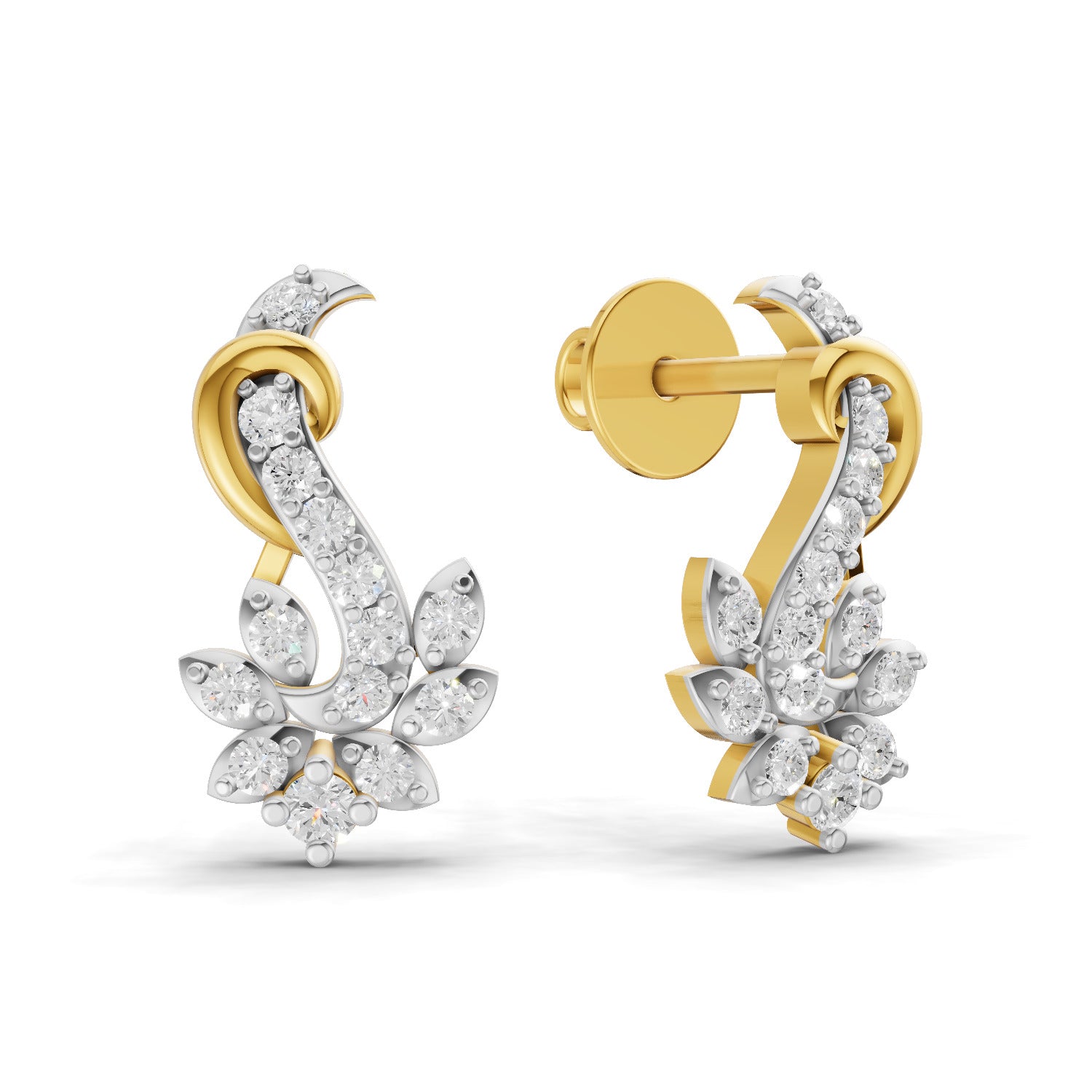 0.3 Carat | 925 Sterling Silver Yellow Gold Plated Fashion Stud Earrings