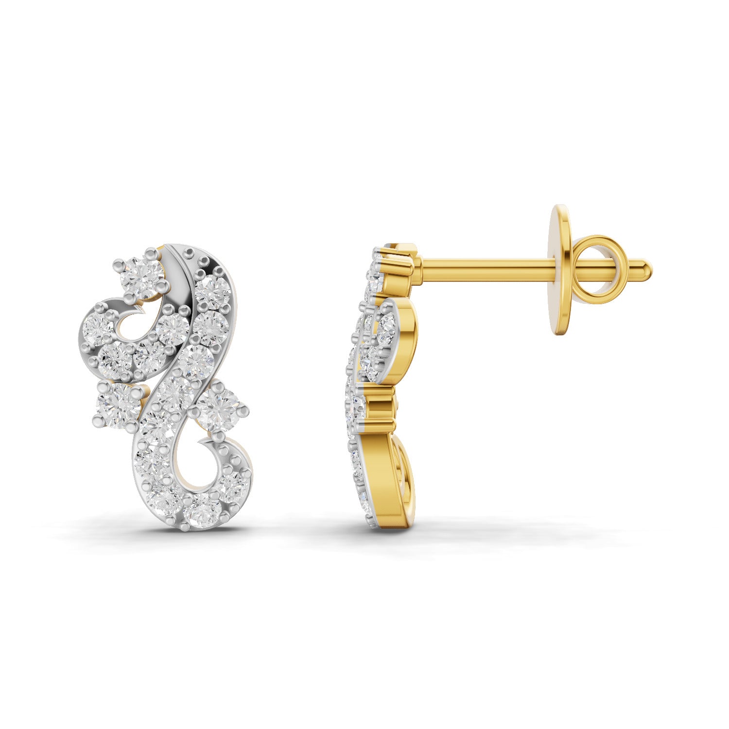 0.42 Carat | 925 Sterling Silver Yellow Gold Plated Fashion Stud Earrings