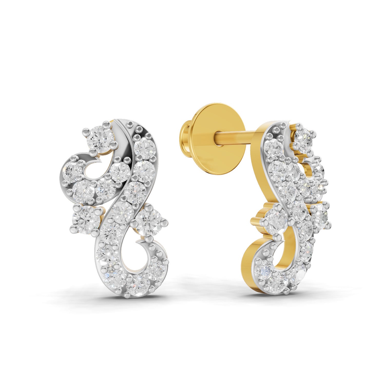 0.42 Carat | 925 Sterling Silver Yellow Gold Plated Fashion Stud Earrings
