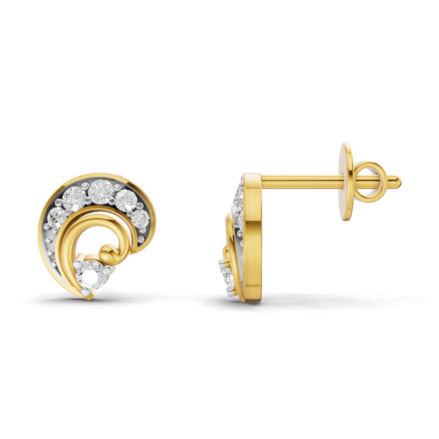 0.25 Carat | 925 Sterling Silver Yellow Gold Plated Fashion Stud Earrings
