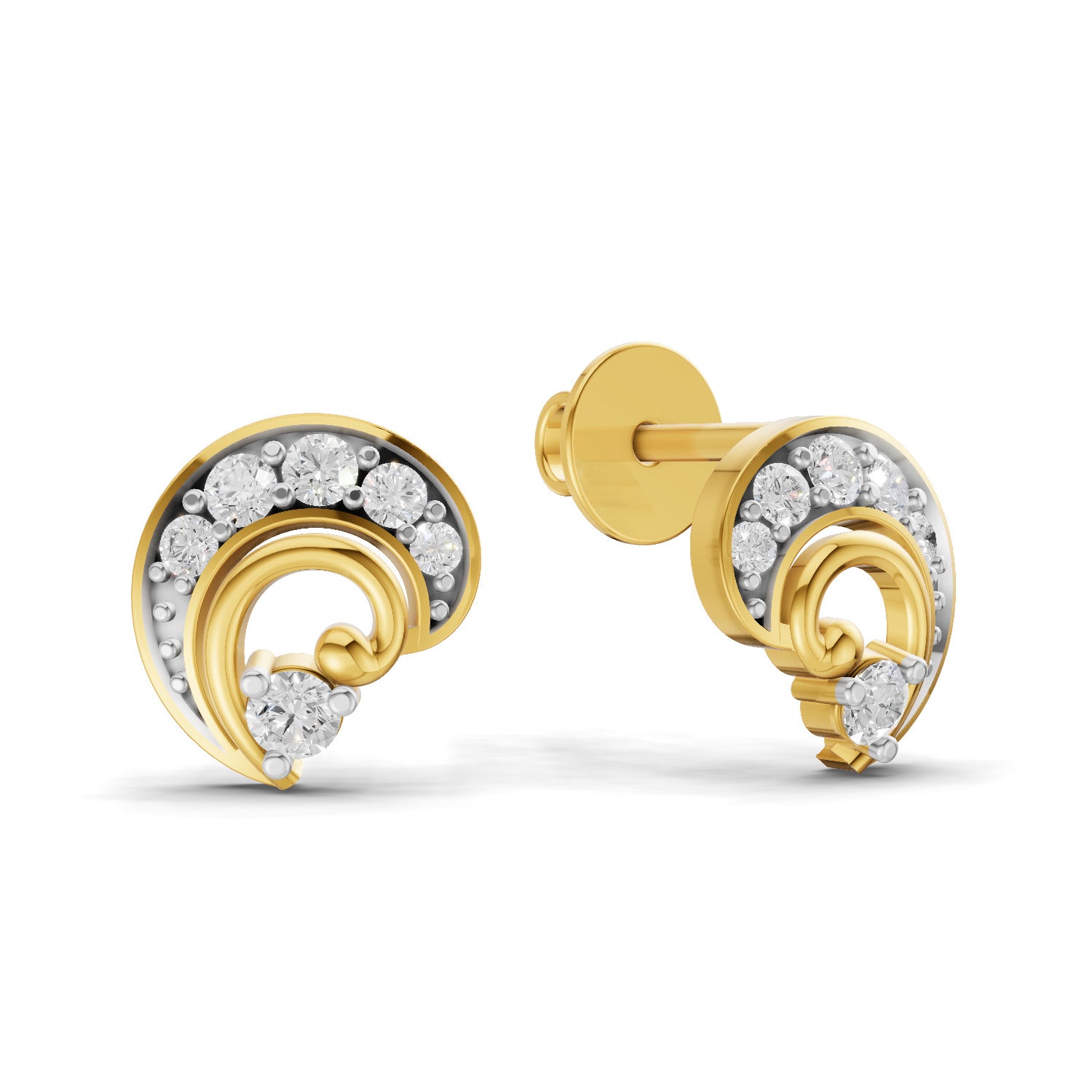 0.25 Carat | 925 Sterling Silver Yellow Gold Plated Fashion Stud Earrings
